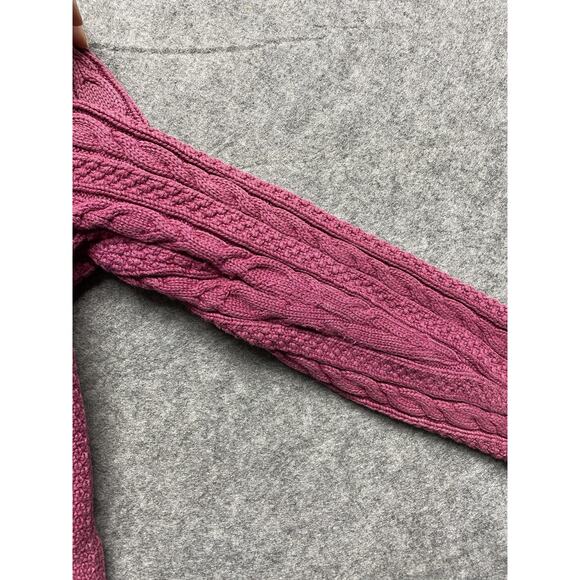 Vintage L.L.Bean Cardigan Sweater Womens Medium Pink Cable Knit Button Pockets - Picture 13 of 13